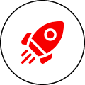 Simplistic red rocket illustration